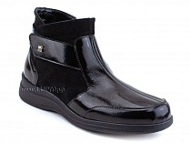 84-3и5-22-408/30 Рикосс (Ricoss) ботинки для взрослых демисезонные утепленные, ворсин, кожа лак, замша, черный, полнота 9. в Новосибирске