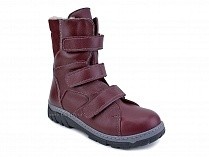 285б (22-31) Аквелла (Akwella), ботинки  детские ортопедические с высоким берцем, демисезонные, ворсин, кожа, бордовый в Новосибирске