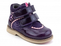 319-3 (21-25) Твики (Twiki) ботинки демисезонные детские ортопедические профилактические утеплённые, кожа, нубук, байка, фиолетовый в Новосибирске