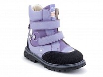 504 (26-30) Твики (Twiki) ботинки детские зимние ортопедические профилактические, кожа, нубук, натуральная шерсть, сиреневый в Новосибирске