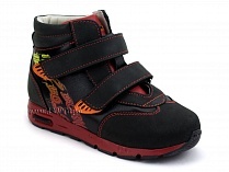 092-11 Бос (Bos), ботинки детские ортопедические профилактические, не утепленные, кожа, нубук, черный, красный в Новосибирске