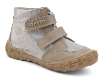 201-191,138 Тотто (Totto), ботинки демисезонние детские профилактические на байке, кожа, серо-бежевый в Новосибирске