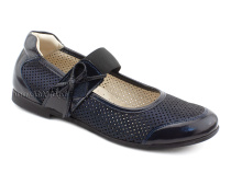 0015-500-0076 (37-40) Джойшуз (Djoyshoes), туфли Подростковые ортопедические профилактические, кожа перфорированная, темно-синий  в Новосибирске