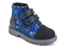 201-721 (26-30) Бос (Bos), ботинки детские утепленные профилактические, байка,  кожа,  синий, милитари в Новосибирске