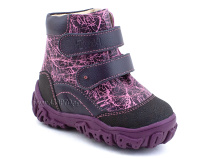 520-8 (21-26) Твики (Twiki) ботинки детские зимние ортопедические профилактические, кожа, натуральный мех, розовый, фиолетовый в Новосибирске