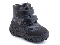 520-10 (21-26) Твики (Twiki) ботинки детские зимние ортопедические профилактические, кожа, натуральный мех, черный, камуфляж в Новосибирске