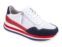 K221-CS-01-BR Кумфо (Kumfo)  кроссовки  для взрослых, кожа, белый, красный, синий 