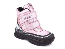 2633-06МК (31-36) Миниколор (Minicolor), ботинки зимние детские ортопедические профилактические, мембрана, кожа, натуральный мех, розовый, черный в Новосибирске