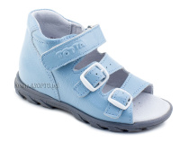 0313-9-603 Тотто (Totto), сандалии детские открытые ортопедические профилактические, кожа, голубой в Новосибирске