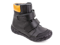 338-701,15 Тотто (Totto) ботинки детские  ортопедические профилактические, байка, кожа, черный, оранжевый в Новосибирске