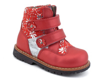 2031-13 Миниколор (Minicolor), ботинки детские ортопедические профилактические утеплённые, кожа, байка, красный в Новосибирске