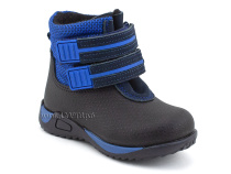 19-583-4 Скороход (Skorohod), ботинки демисезонные утепленные, байка, гидрофобная кожа, синий, чёрный в Новосибирске